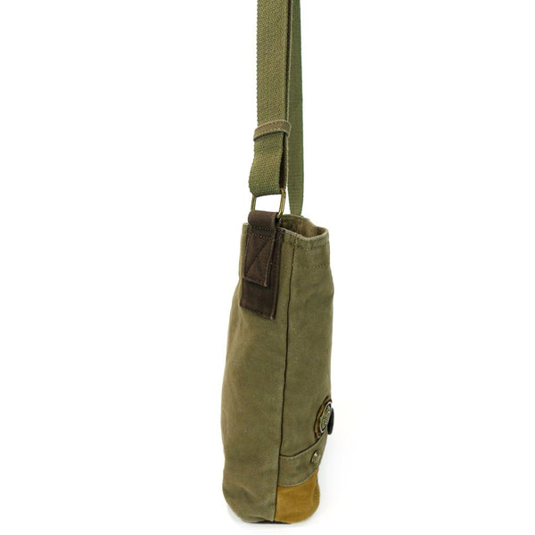 Chala Patchwork Crossbody Canvas Messenger Handbag - Olive (Cat)