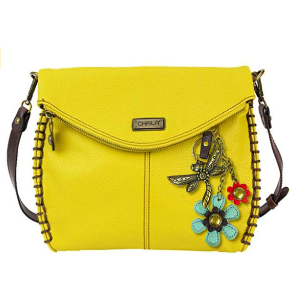 Chala Charming Crossbody Bag With Flap Top | Flap and Zipper Mustard  Cross-Body Purse or Shoulder Handbag with Metal Chain