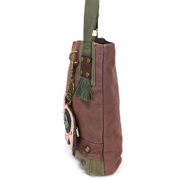 Chala Handbags Patchwork Crossbody Canvas Mauve messenger bags with Pink Elephant Coin Purse