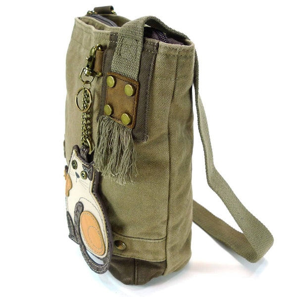 Chala Patchwork Crossbody Canvas Messenger Handbag - Olive (Cat)