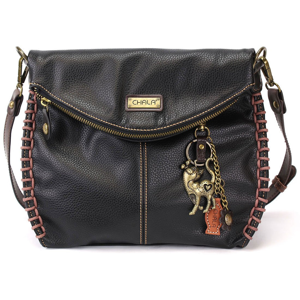 Chala Charming Crossbody Bag with Cat - Black