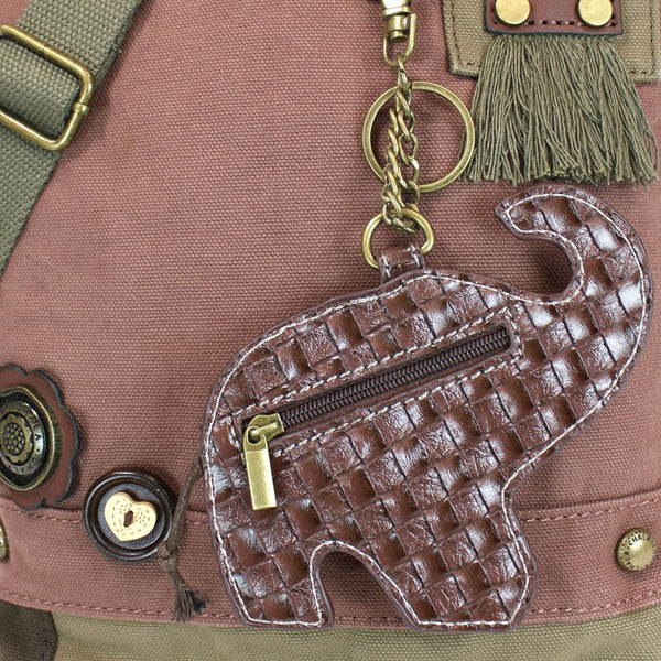 Chala Handbags Patchwork Crossbody Canvas Mauve messenger bags with Pink Elephant Coin Purse