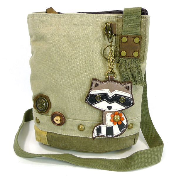 Chala Patch Crossbody Bag + Detachable Key fob Bundle (Raccoon) - Animal-Bags.com