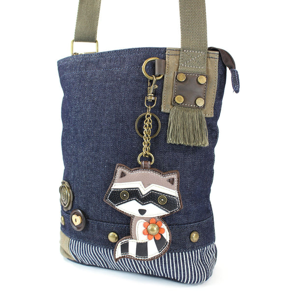 Chala Patch Crossbody Bag + Detachable Key fob Bundle (Raccoon) - Animal-Bags.com