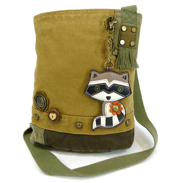 Chala Patch Crossbody Bag + Detachable Key fob Bundle (Raccoon) - Animal-Bags.com