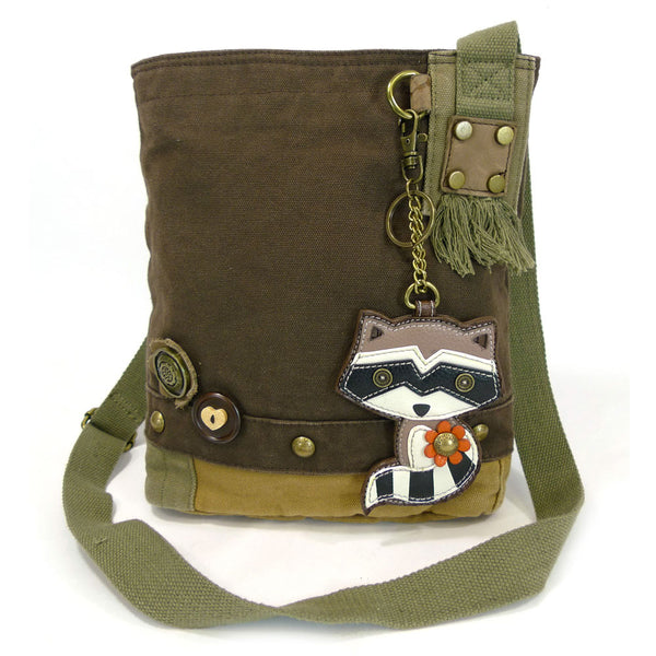 Chala Patch Crossbody Bag + Detachable Key fob Bundle (Raccoon) - Animal-Bags.com