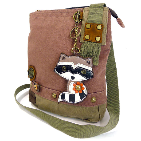 Chala Patch Crossbody Bag + Detachable Key fob Bundle (Raccoon) - Animal-Bags.com
