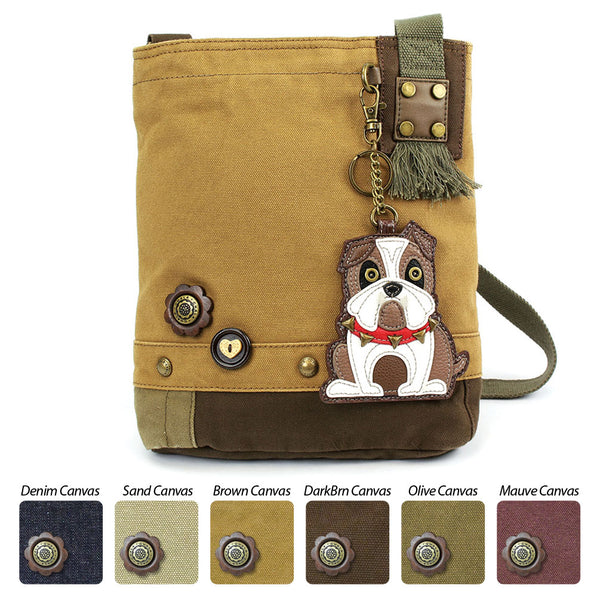 Chala Patch Crossbody Bag+Coin Purse (Bull Dog) - Animal-Bags.com