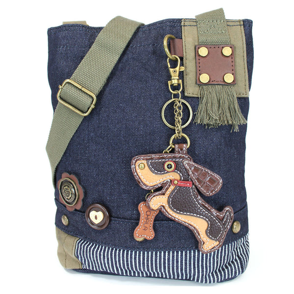 Chala Patch Crossbody Bag with Faux Leather Coin Purse (Weiner hound dog) - Animal-Bags.com