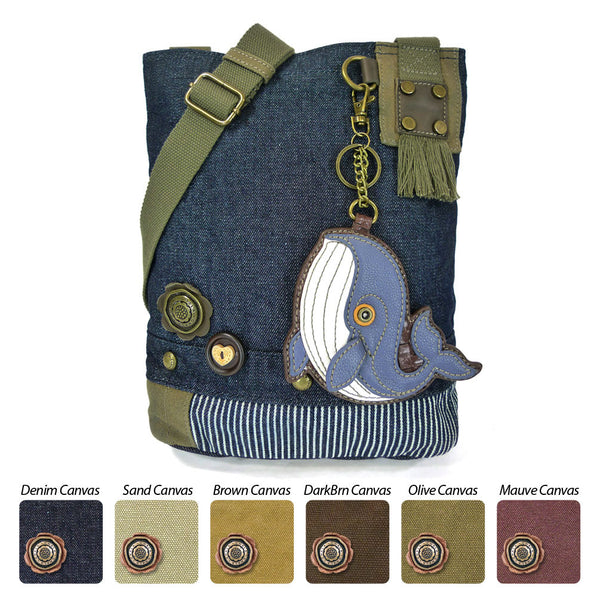 Chala Patch Crossbody Bag+ Coin Purse (Blue Whale) - Animal-Bags.com