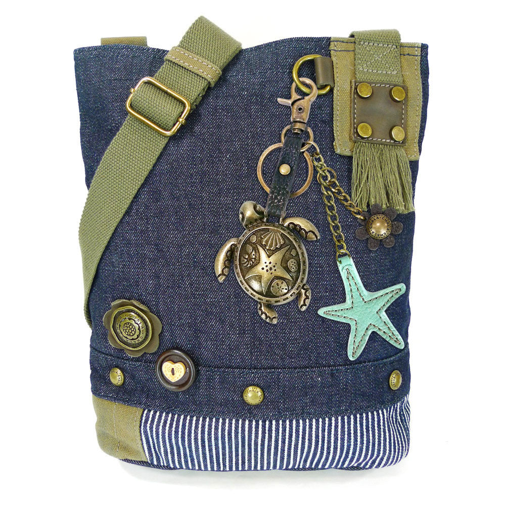 Chala Patch Crossbody Messenger Bag (6 colors option) + Detachable Metal Turtle-1 Keychain - Animal-Bags.com