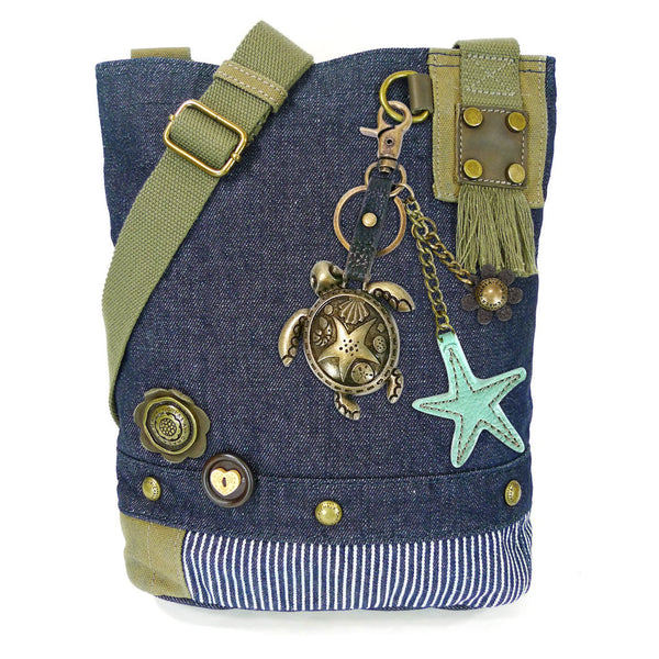 Chala Patch Crossbody Messenger Bag (6 colors option) + Detachable Metal Turtle-1 Keychain - Animal-Bags.com