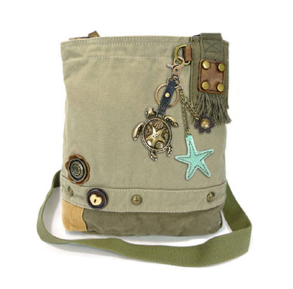 Chala Patch Crossbody Messenger Bag (6 colors option) + Detachable Metal Turtle-1 Keychain - Animal-Bags.com