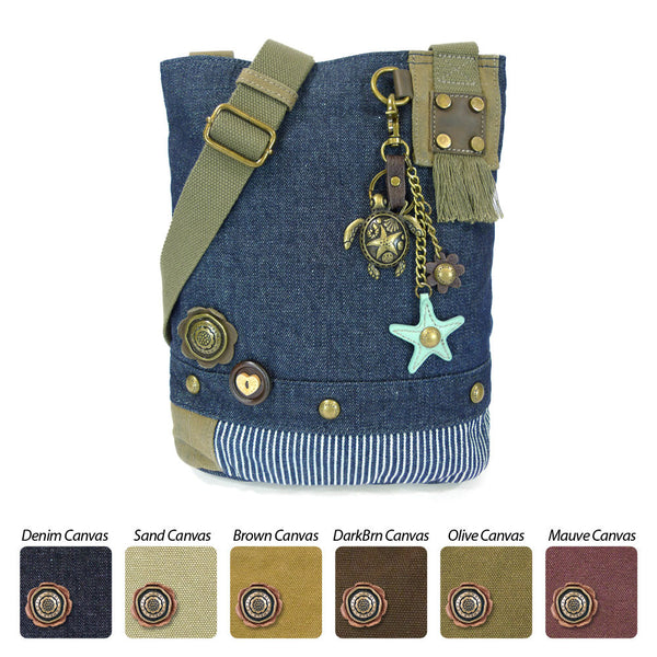 Chala Patch Crossbody Messenger Bag (6 colors option) + Detachable Metal Turtle-1 Keychain - Animal-Bags.com