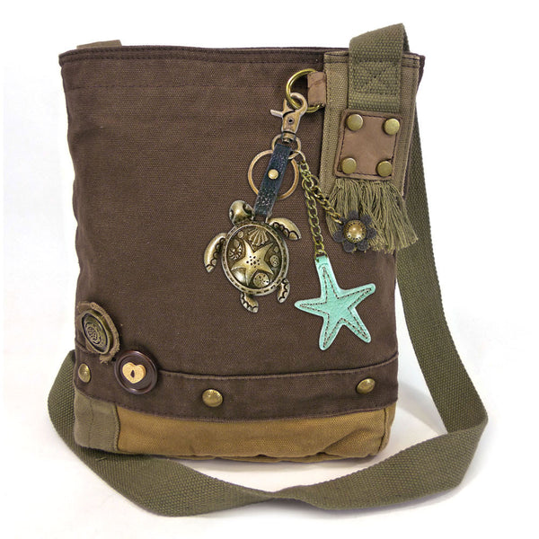 Chala Patch Crossbody Messenger Bag (6 colors option) + Detachable Metal Turtle-1 Keychain - Animal-Bags.com