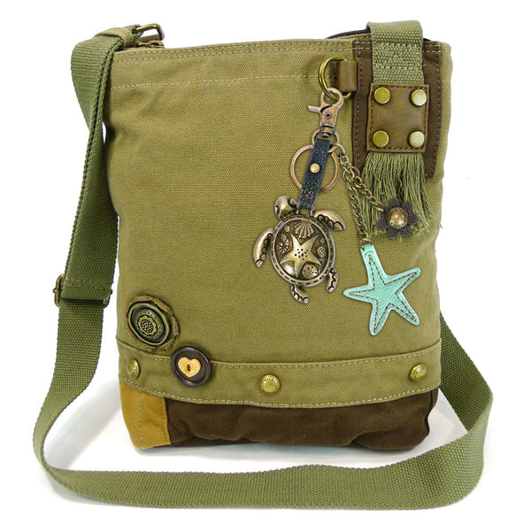 Chala Patch Crossbody Messenger Bag (6 colors option) + Detachable Metal Turtle-1 Keychain - Animal-Bags.com