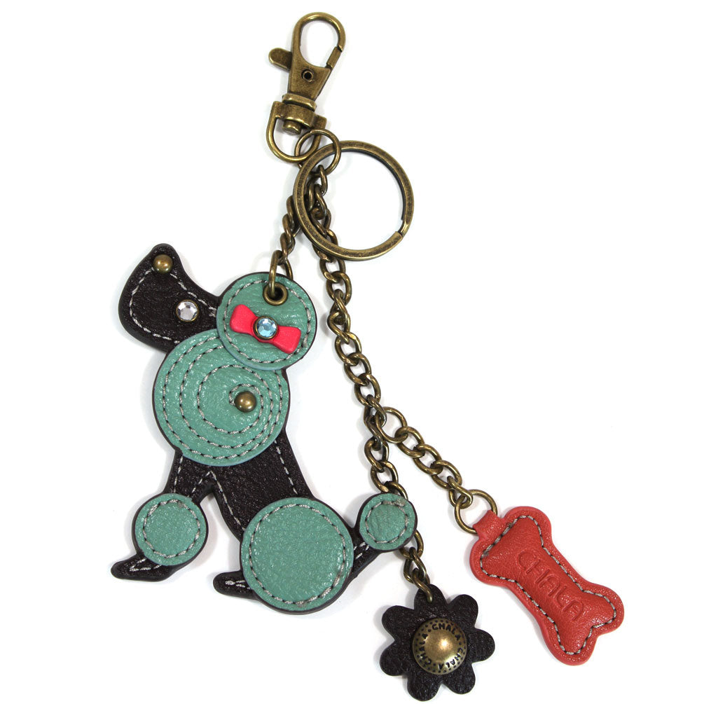 Chala Decorative Mini keychain, Purse Charm, Key fob - Teal Poodle