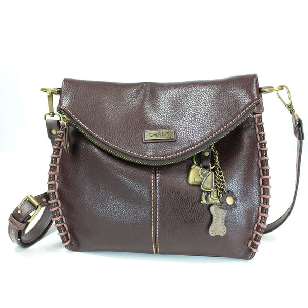 Charming Crossbody Bag Chala PU Leather (Dark Brown-Metal Dog)