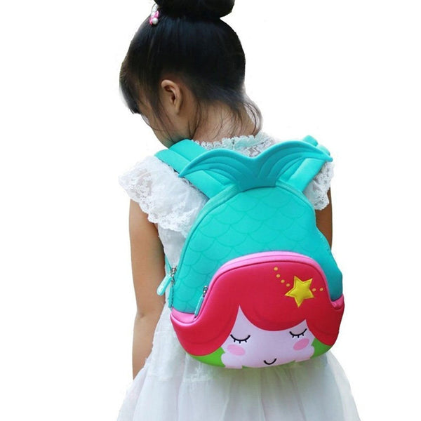 Jack & Friends Neoprene Kids Backpack/Lunch Kid's Lunch Bag for Preschooler to Kindergarten (Mermaid- Large/Kids)