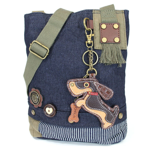 Chala Patch Crossbody Bag"Weiner Dog" Dachshund Multi-color