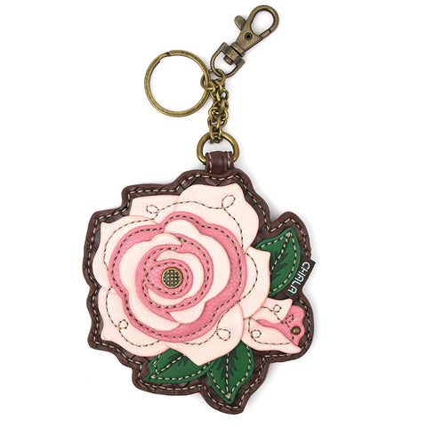 Chala Decorative Purse Charm, Key fob, Coin Purse - Pink Rose