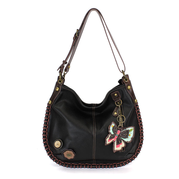 CHALA Handbags Hobo Crossbody or Shoulder Convertible Large Chala Purse- BLACK (19 Styles)