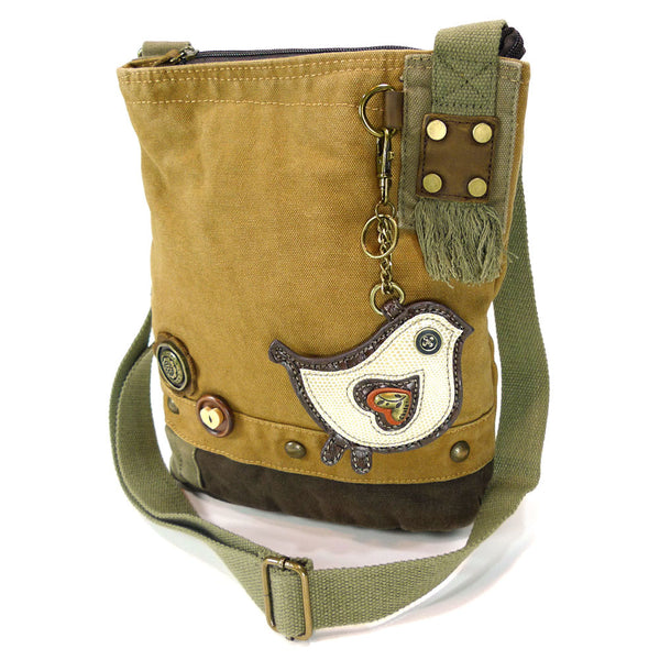Chala Patch Crossbody Bag + Faux leather Coin Purse ( Green Bird) - Animal-Bags.com