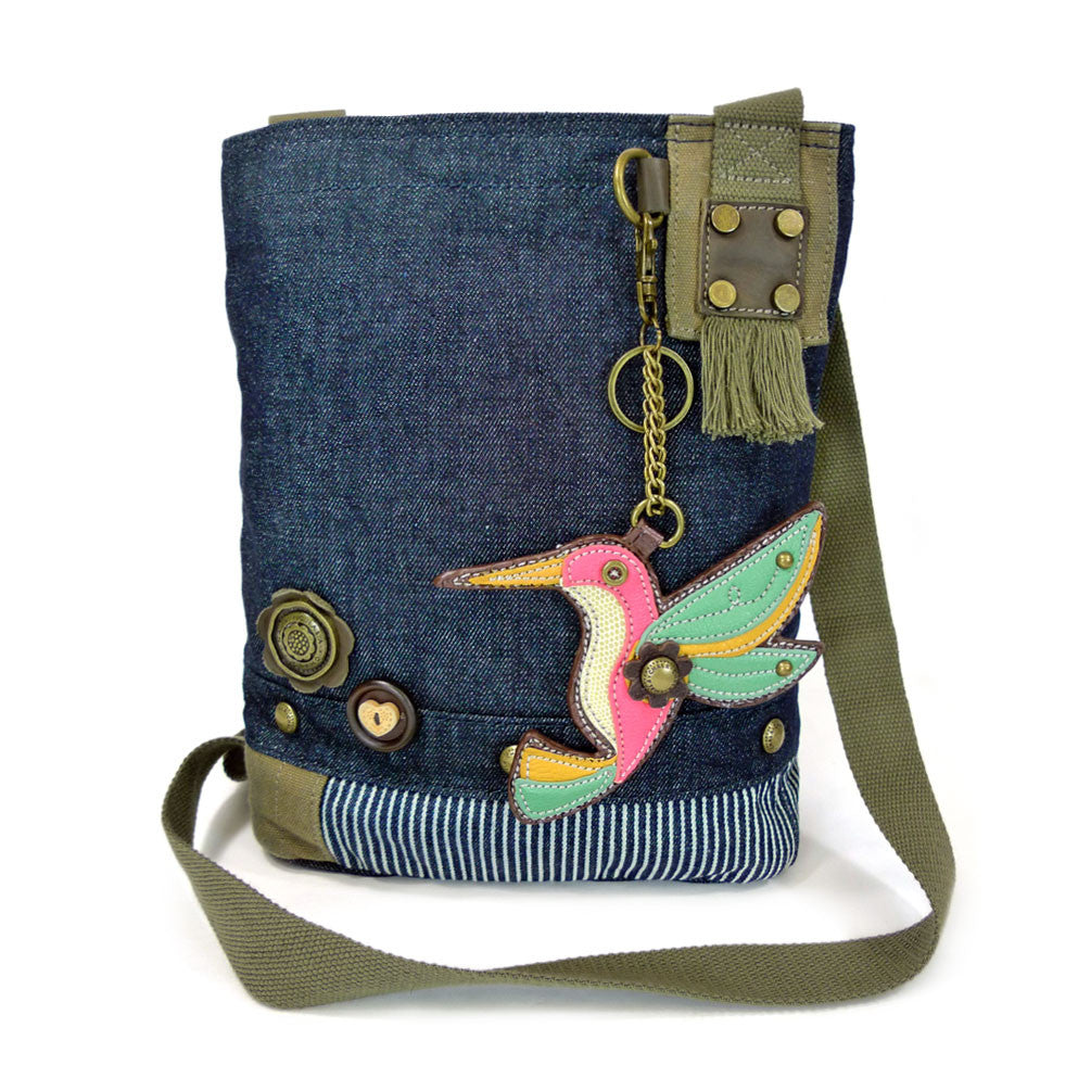 Chala Hummingbird key fob Patch and Canvas Cotton Messenger handbags