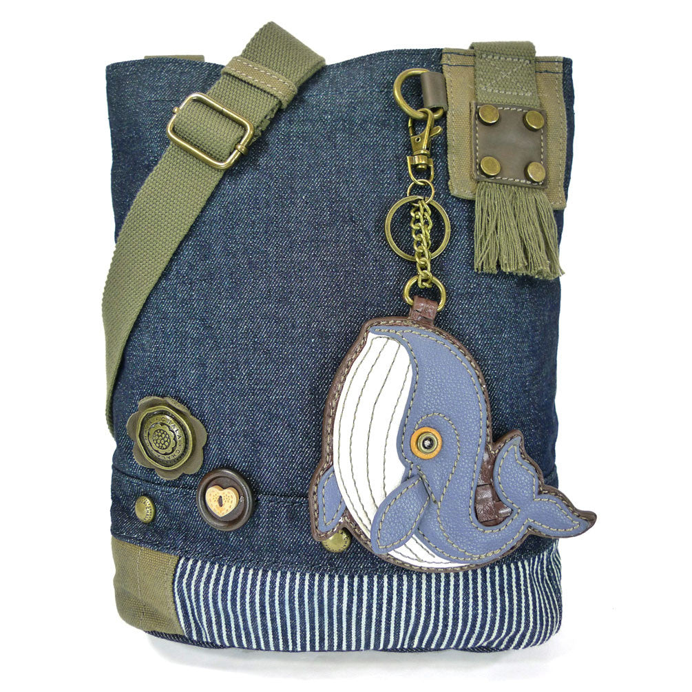 Chala Patch Crossbody Bag+ Coin Purse (Blue Whale) - Animal-Bags.com