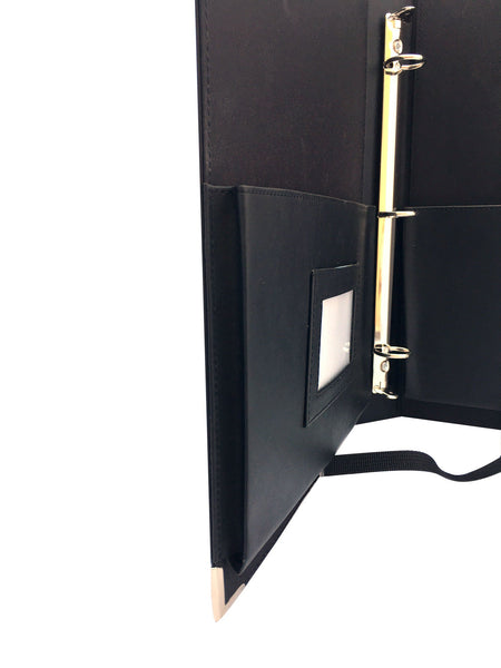 MSP Black Sheet Music Holder | 10.5" x 12" - 3 Rings Choir Folder with Hand Strap for Musician - Large Size (MSP-220-Black)