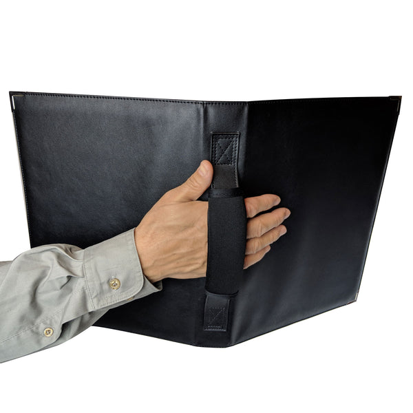 MSP PU Leather Sheet Music Holder | 9.5 x 12" - 3 Rings Choir Folder with Hand Strap for Musician - Medium Size (MSP-210)
